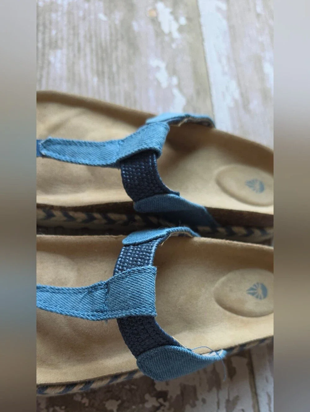 Girls Blue Fabric Toe-Post Platform Sandals Size 3